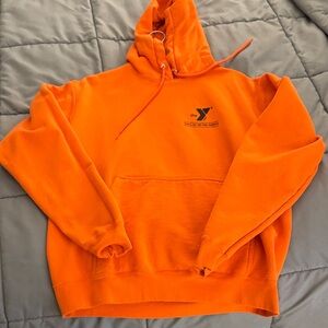 YMC Bright Orange Logo Pullover Hoodie - Men's Casual Sweatshirt